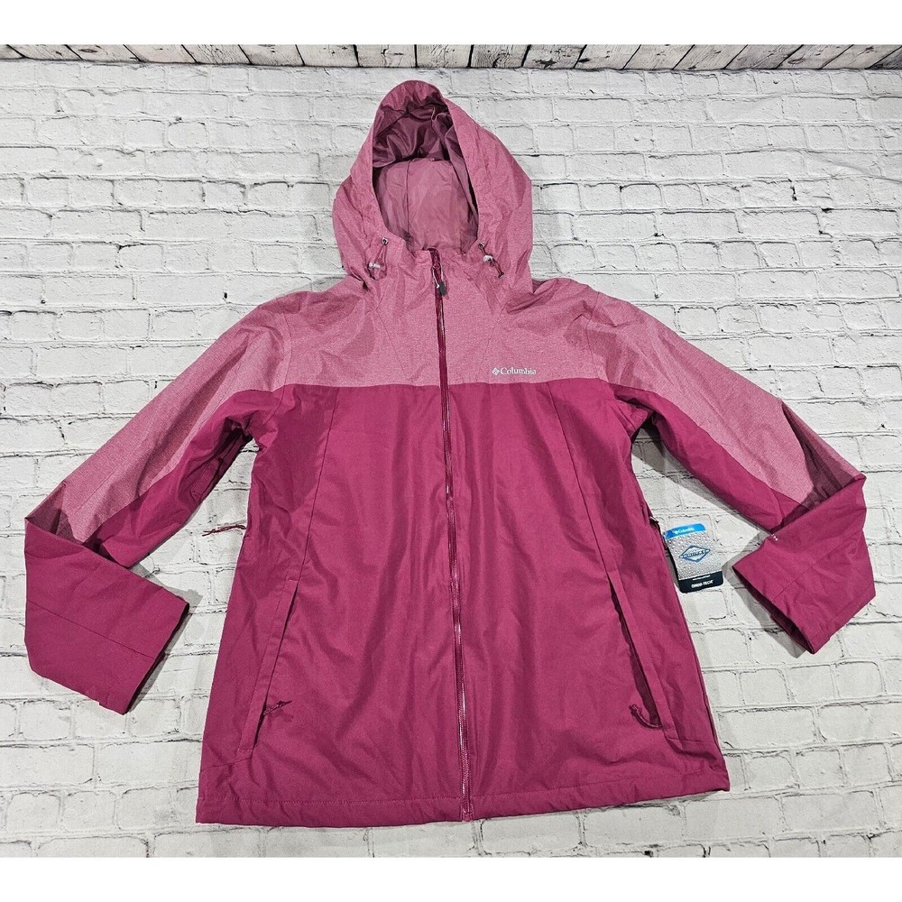 Columbia Valley Elite Hooded Stretch Waterproof Jacket Hiking Berry WOMENS SZ XL